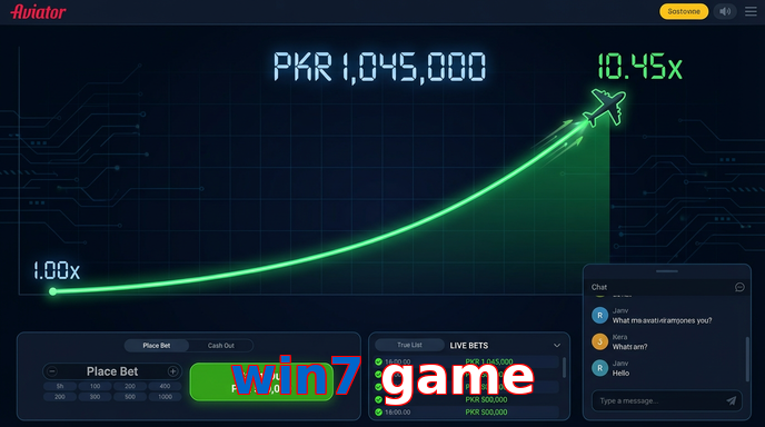 Main screen of Win7 Game aviator page for PK players