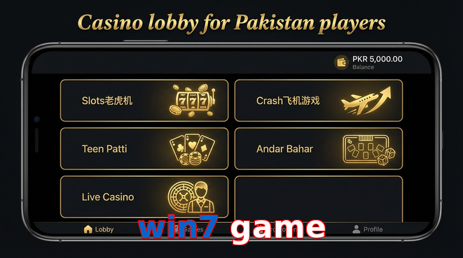 Lobby view of Win7 Game for Pakistan users